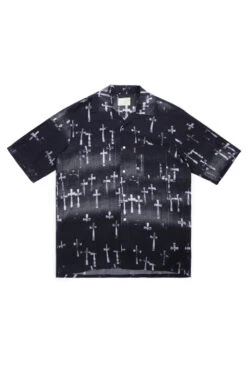 Aries Aries Graveyard Hawaiian Shirt Black