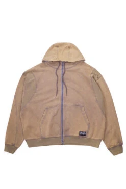 Perks And Mini Perks And Mini Thunderdome Zip Through Hooded Sweat Sandstone Wash