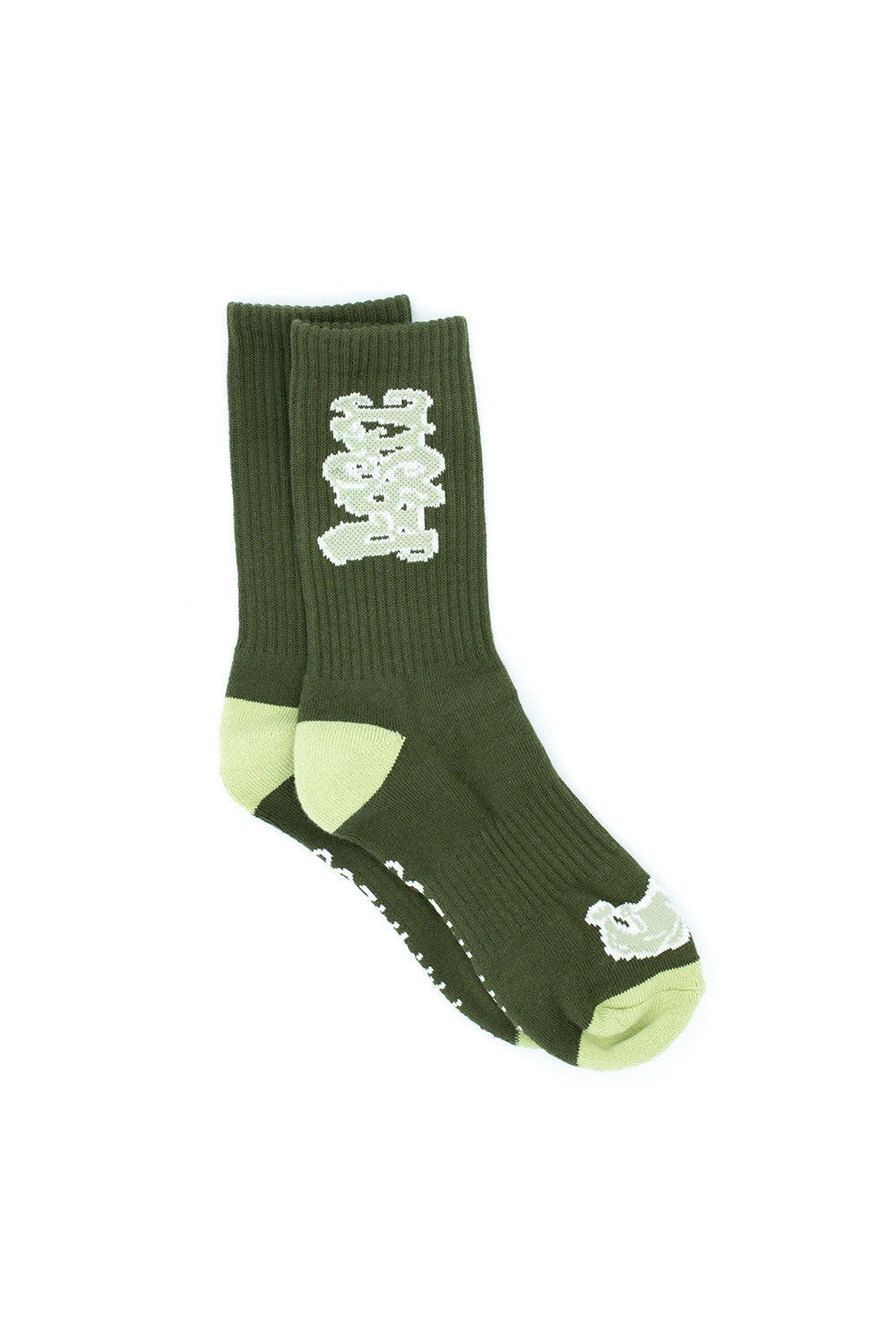 Pigsty Pigsty Logo Socks Khaki Green 3 Pigsty Pigsty Logo Socks Khaki Green