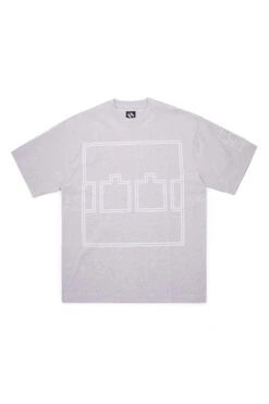 The Trilogy Tapes The Trilogy Tapes Logo Outline T-Shirt Grey Marl